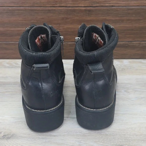 VNTG 90s/Y2K Harley-Davidson Women Leather Ankle LaceUp Riding Moto Boots SZ 10 - Picture 7 of 16